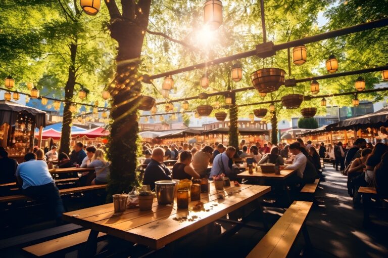 Aufnahme eines Biergartens.
